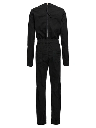 Rick Owens Drkshdw V-neck Buttoned Jumpsuit Pockets Detail In Black