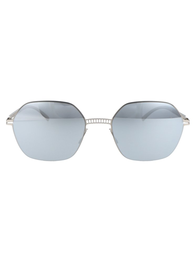 Shop Mykita X Maison Margiela Square Frame Sunglasses In Silver