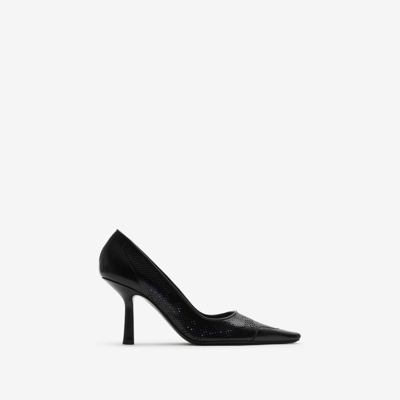 Shop Burberry Leather Chisel Pumps​ In Black