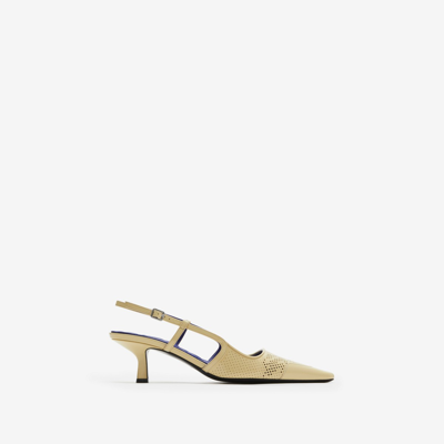 Shop Burberry Leather Chisel Slingback Pumps​ In Daffodil