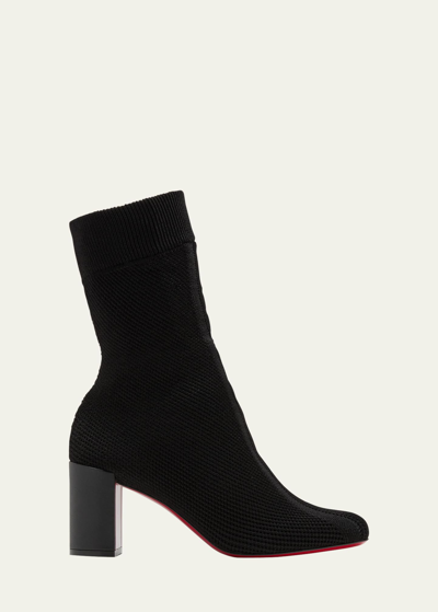 Shop Christian Louboutin Beyonstage Red Sole Knit Mid-calf Boots In Black