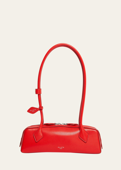 Shop Alaïa Teckel Small Leather Shoulder Bag In 385 Rouge