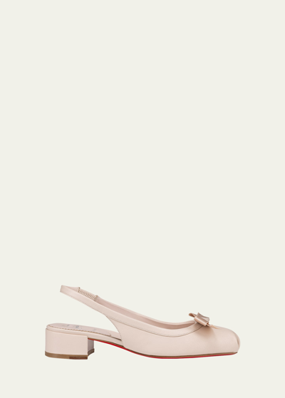 Christian Louboutin Mamaflirt 30mm Leather Slingback Ballet Flats In Leche