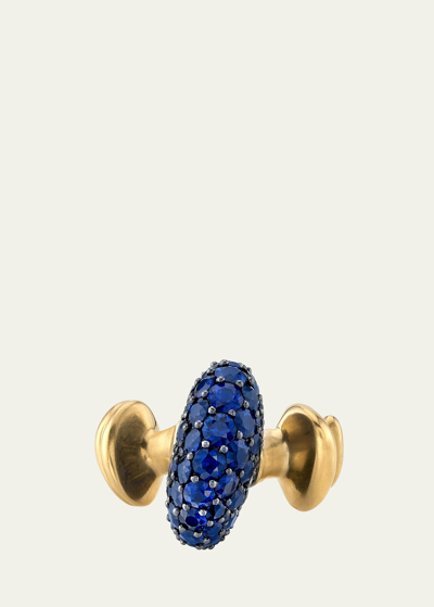 Shop Vram 18k Yellow Gold And Silver Chrona Hyper Band Ring With Sapphires