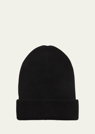 Shop The Elder Statesman Men's Cashmere Rib-knit Beanie Hat In Black