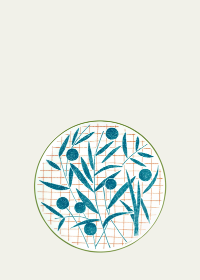 Pre-owned Hermes A Walk In The Garden Dessert Plate In Blue Pattern