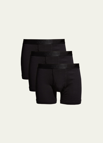 Shop 2(x)ist Men's 3-pack Pima Cotton Boxer Briefs In Black