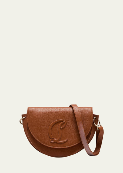 Shop Christian Louboutin By My Side Crossbody In Leather With Cl Logo In Tan
