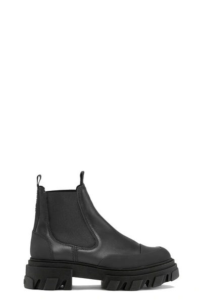 Shop Ganni Stitch Cleated Low Chelsea Boots In Black