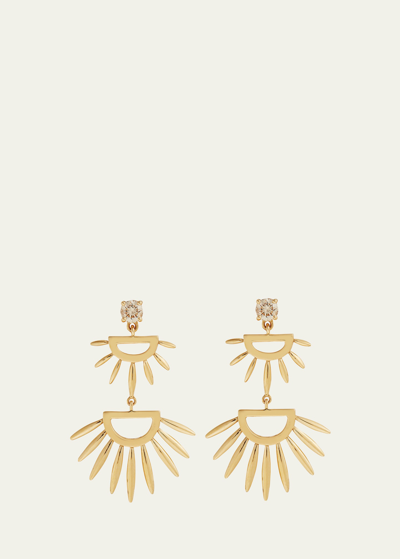 Shop Ileana Makri 18k Yellow Gold Grass Palm Earrings With Diamonds In Yg
