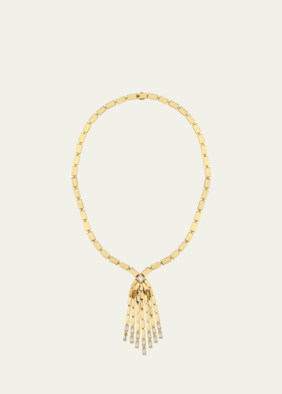 Shop Ileana Makri 18k Yellow Gold Diamond Baguette Cascade Necklace In Yg