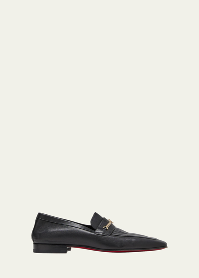Shop Christian Louboutin Men's Mj Moc Monogram Chain Loafers In Black