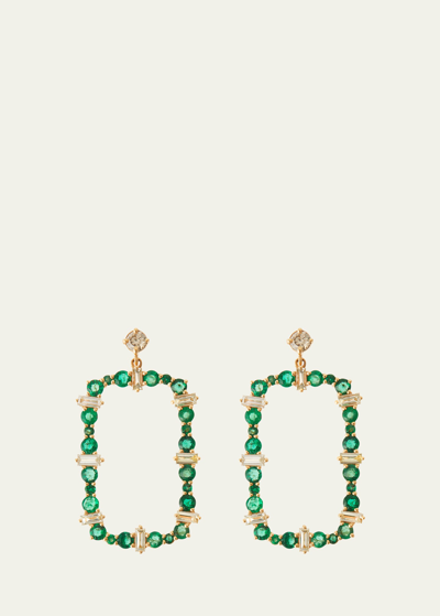 Shop Ileana Makri 18k Yellow Gold Emerald And Diamond Rivulet Flow Earrings In Yg