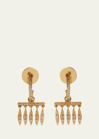 Shop Ileana Makri Grass Dewdrop Hoop Earrings In 18k Yellow Gold In Yg