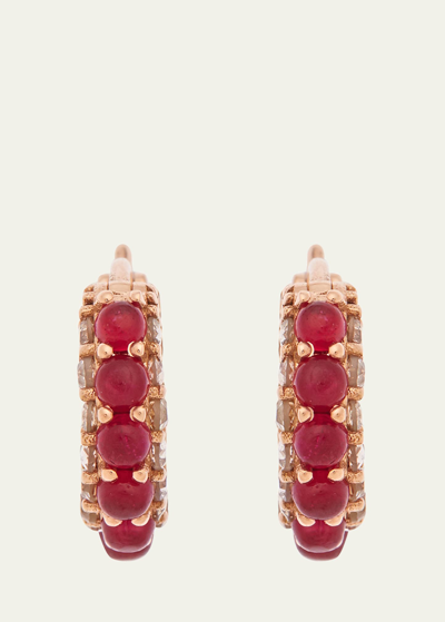 Shop Ileana Makri 18k Pink Gold Ruby Streamflow Hoop Earrings In Pg