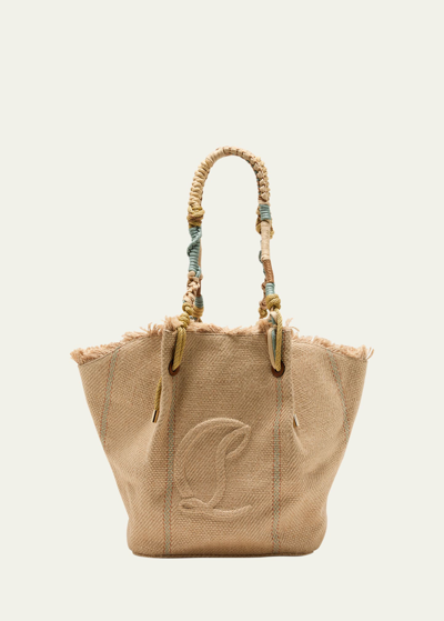 Shop Christian Louboutin By My Side Shopper In Jute With Cl Logo In Natural/mineral
