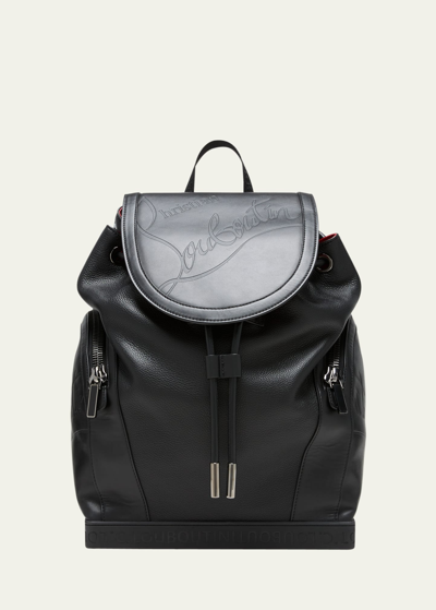 Shop Christian Louboutin Men's Explorafunk Logo Leather Backpack In Black/black/black