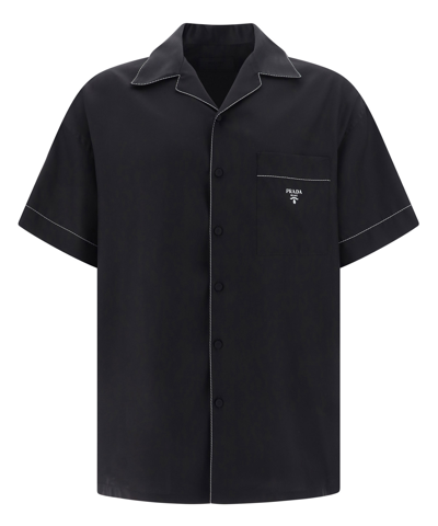 Shop Prada Short Sleeve Shirt In Black