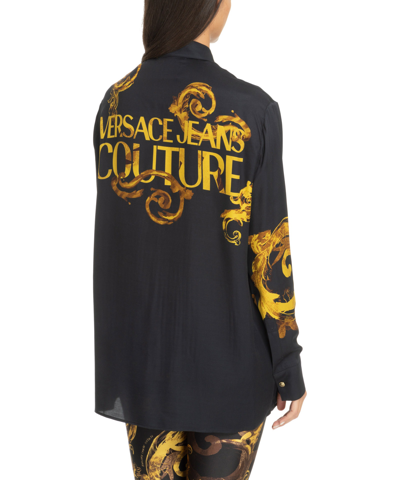 Shop Versace Jeans Couture Watercolour Couture Shirt In Black