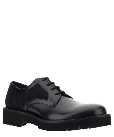 Shop Valentino Toile Iconographe Derby Shoes In Black