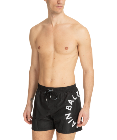 Shop Balmain Swim Shorts In Black