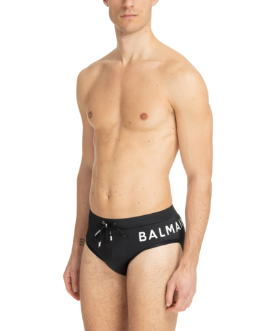 Shop Balmain Swim Briefs In Black