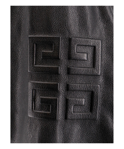 Givenchy Wool Blend Parka With Leather Sleeves And Iconic Branding In Black