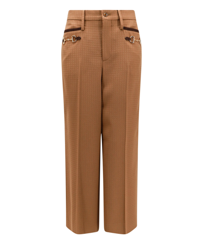 Shop Gucci Trousers In Brown