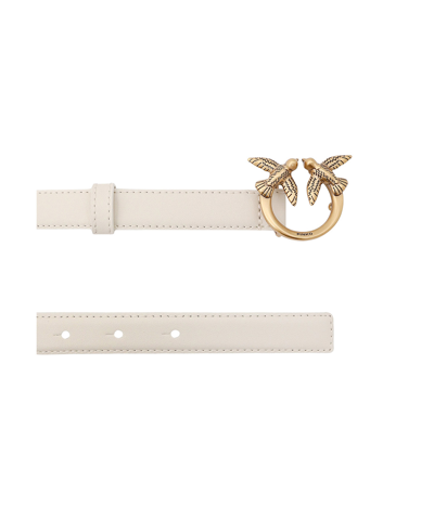 Pinko Fine Ceinture Love Birds En Cuir 2cm In White