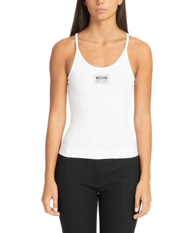 Shop M05ch1n0 Jeans Tank Top In White