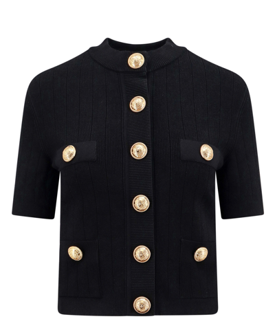 Shop Balmain Cardigan In Black