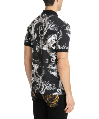Shop Versace Jeans Couture Watercolour Couture Polo Shirt In Black