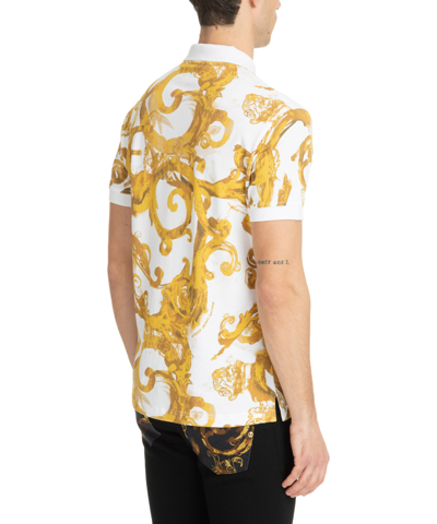 Shop Versace Jeans Couture Watercolour Couture Polo Shirt In White