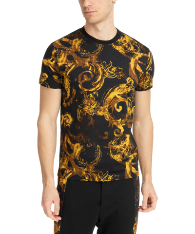 Shop Versace Jeans Couture Watercolour Couture T-shirt In Black