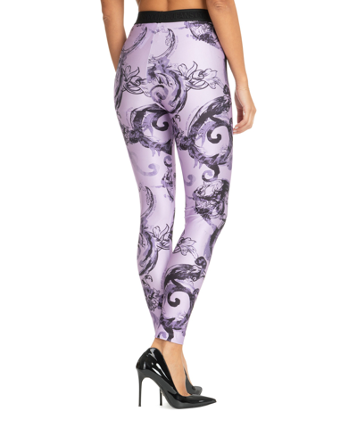 Shop Versace Jeans Couture Watercolour Couture Leggings In Violet