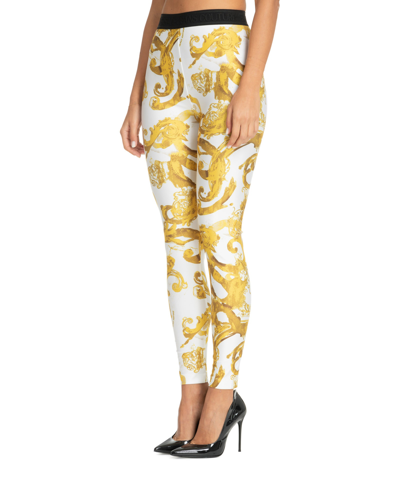 Shop Versace Jeans Couture Watercolour Couture Leggings In White