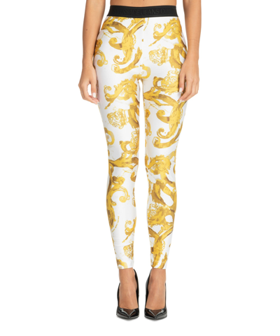 Shop Versace Jeans Couture Watercolour Couture Leggings In White