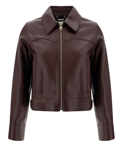 Shop Chloé Leather Jackets In Brown
