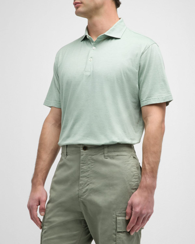 Shop Peter Millar Men's Excursionist Flex Polo Shirt In Sage Fog