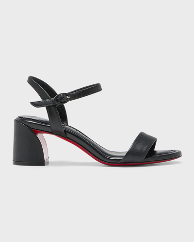 Christian Louboutin Miss Jane Red Sole Ankle-strap Sandals In Black