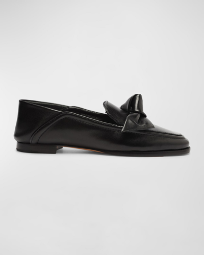 Shop Alexandre Birman Clarita Leather Bow Loafers In Black