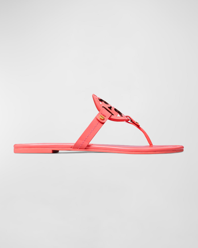 Shop Tory Burch Miller Patent Leather Sandals In Coral Crush