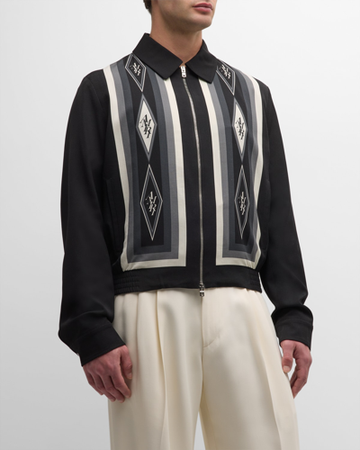 Shop Amiri Men's Diamond Retro Full-zip Jacket In Black