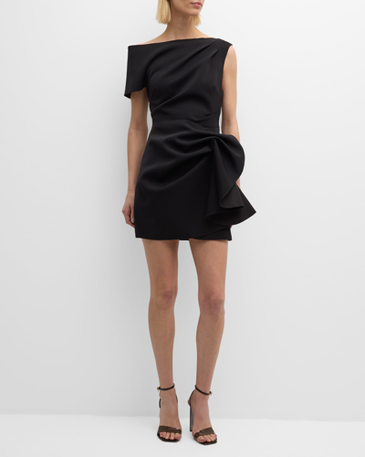 Shop Acler Eddington Draped Mini Dress In Black