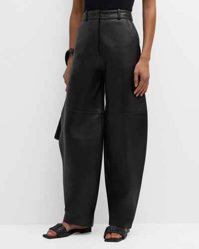 Shop Co High-rise Wide-leg Leather Balloon Pants In Black