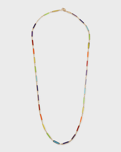 Shop Frederic Sage 18k Yellow Gold Rainbow Inlay Necklace, 18"l