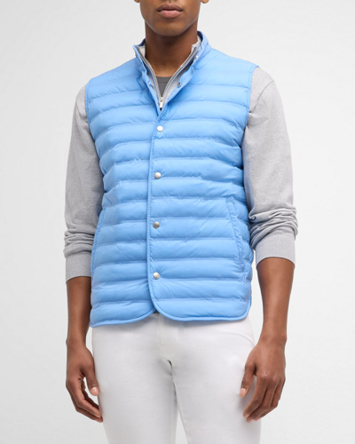 Shop Peter Millar Men's Regent Nylon Snap-front Vest In Reg Blue