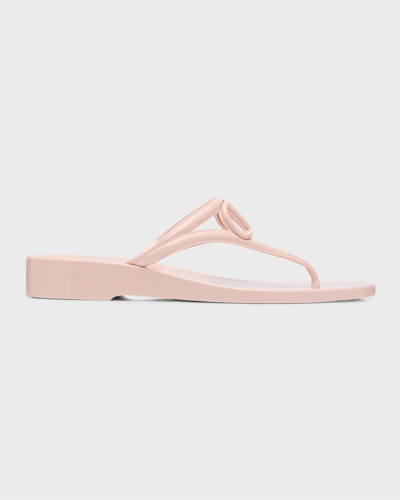 Shop Valentino Vlogo Thong Pool Sandals In Rose Quartz