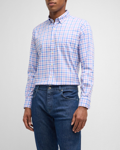 Shop Peter Millar Men's Castine Crown Lite Cotton-stretch Sport Shirt In Wild Lilac