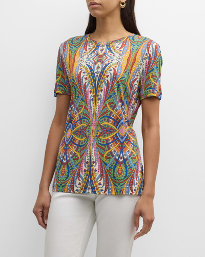 Shop Etro Kaleidoscope-print Jersey Shirt-sleeve T-shirt In Print On White Ba